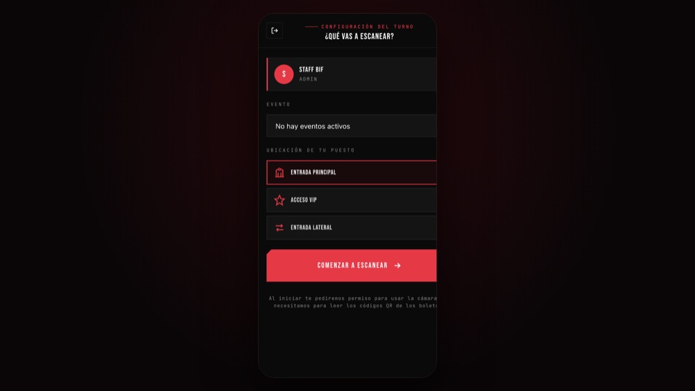 BIF — App de escaneo en puerta